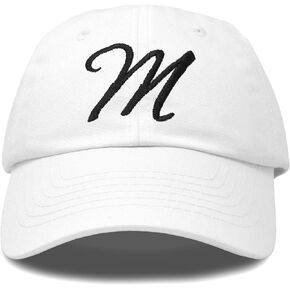 DALIX Initial Hat Letter M Womens Baseball Cap Monogram Cursive Embroider