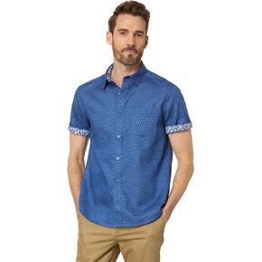 Johnston & Murphy Short Sleeve Linked Flower Textured Printed Shirt