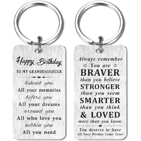 Happy Birthday Granddaughter Gifts Keychain - Birthday Gifts for Granddaughter Adult Bday Ideas