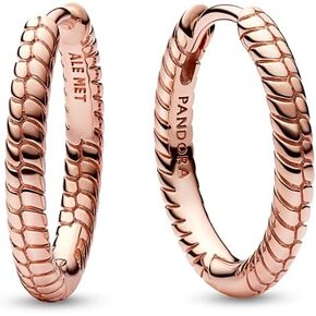 PANDORA Moments Small Charm Hoop Earrings - Compatible with PANDORA Moments Charms - PANDORA Rose Gold Plated Snake Chain Charm Earrings for Women - Gift for Her - With Gift Box - 18 mm