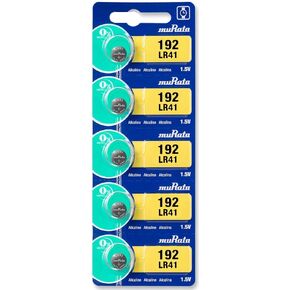 Murata LR41 Battery AG3 392A 1.55V Alkaline Button Cell (5 Batteries)