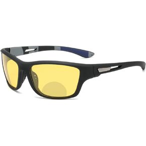 mincl Night Vision Bifocal Reading Glasses with UV Protection Lens for Men's & Women,Outdoor Cycling Driving Sports Readers