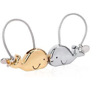 iSuperb 1 Pair Fantastic Kissing Elephants Couple Keychains Valentine Gift Love Token 0.98 with Gift Box (Black and Rose Gold)
