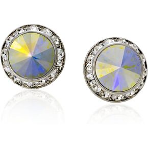 Aurora Borealis 20mm Crystal Framed CLIP-ON Earrings