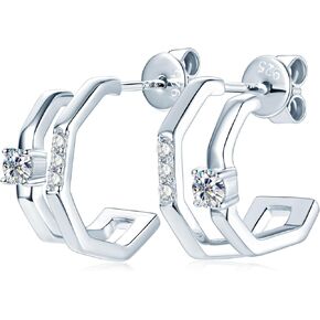 AINUOSHI Double Hoop Earrings for One Hole | Moissanite Huggie Earrings for Women | Illusion Multi-earring Look for One Piercing | White Gold Hoop S925 Hypoallergenic Earring
