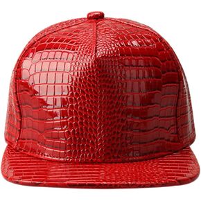 Men Women PU Leather Hip-Hop Flat Bill Snapback Hat Crocodile Baseball Caps