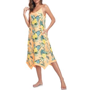 Women's Sleeveless Long Nightgown Soft Nightshirt Sleep Dress Chemise Sleepwear Lounge Dresses with Pockets