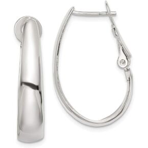 925 Sterling Silver Omega Back Hoop Earrings - 27mm x 18mm