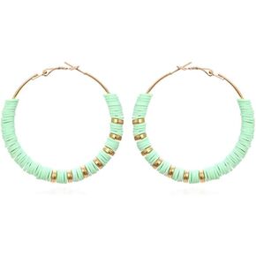 Novelty Women Bohemian Resin Hoop Earrings Handmade Designer Vintage Unique Hoop Earrings for Teen Girls Lightweight