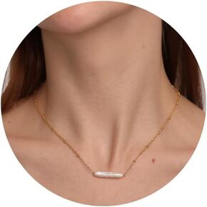 Baroque Pearl Choker Necklace 14K Gold Plated Chain in Kuwait