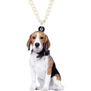NEWEI Acrylic Sitting Beagle Dog Necklace Chain Pendants Choker Trendy Animal Pet Charm Jewelry for Women Kid Girl Gifts