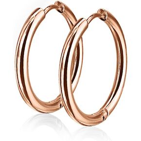 Pair of 10 or 12mm Surgical Steel Hinged Seamless Hoop Earrings
