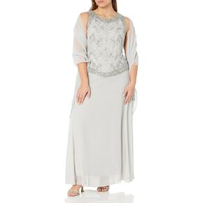 J Kara Women's Petite Embellished Top Mock 2 Piece Dress with Scarf in Kuwait