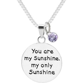 TISDA Birthstone Crystals Necklace,You are my Sunshine my only Sunshine Necklace 18" chain