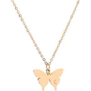 Meibai Dainty Rose Gold Initial Butterfly Pendant Necklace Butterfly Initial Letter Necklace Birthday Gift for Grandma Mom Aunt Sister Daughter Best Friend