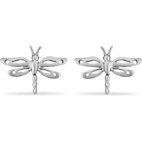 Boma Jewelry Sterling Silver Dragonfly Insect Stud Earrings
