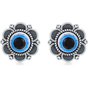 925 Sterling Silver Evil Eye Stud Earrings for Women Vintage Blue Third Eye Ear Stud Lucky Protection Jewelry Gifts for Teens Girls