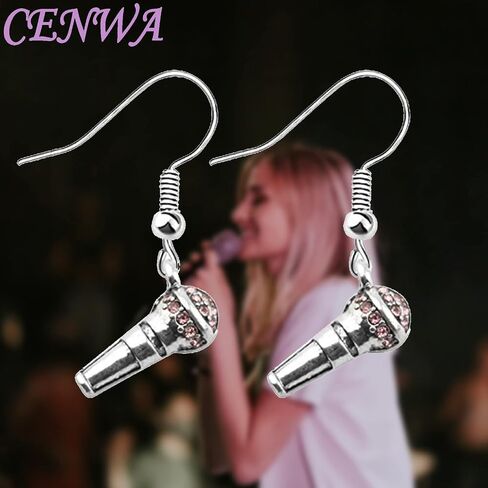 CENWA Microphone Charm Earrings Music Jewelry Musician Gifts for Singer Karaoke Gifts Music Teacher Gift in Saudi Arabia