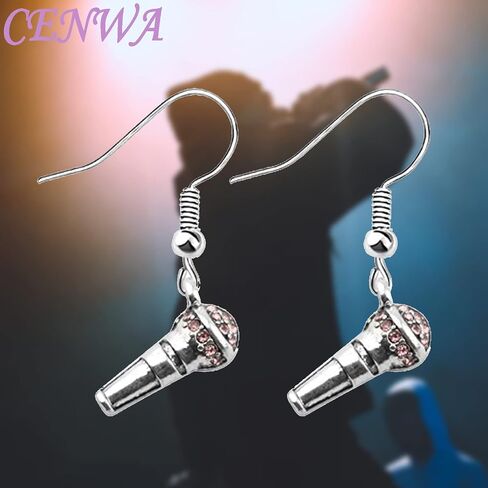 CENWA Microphone Charm Earrings Music Jewelry Musician Gifts for Singer Karaoke Gifts Music Teacher Gift in Saudi Arabia
