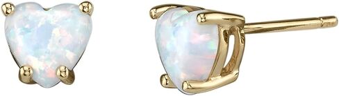14K Yellow Gold Heart Shape Created Opal Stud Earrings in Saudi Arabia