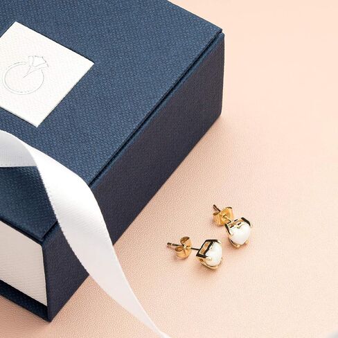 14K Yellow Gold Heart Shape Created Opal Stud Earrings in Saudi Arabia