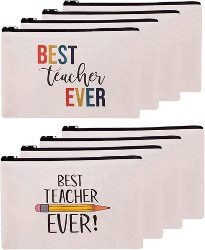 Hlonon 8 PCS Teacher Gifts Makeup Bags Cosmetic Travel Carrying Case Toiletry Pouch with Zipper in 2 Unique Designs, Graduation Teacher Appreciation Gifts in Kuwait
