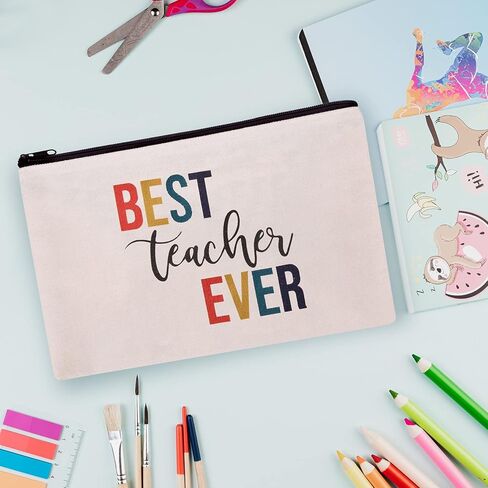 Hlonon 8 PCS Teacher Gifts Makeup Bags Cosmetic Travel Carrying Case Toiletry Pouch with Zipper in 2 Unique Designs, Graduation Teacher Appreciation Gifts in Kuwait