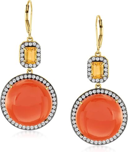 Ross-Simons Carnelian and 3.80 ct. t.w. Multi-Gem Drop Earrings in 18kt Gold Over Sterling in Saudi Arabia