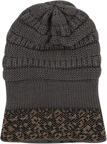 قبعة صغيرة بطبعة الفهد للنساء والفتيات قبعة شتوية دافئة قبعة صغيرة متماسكة عتيقة in Kuwait