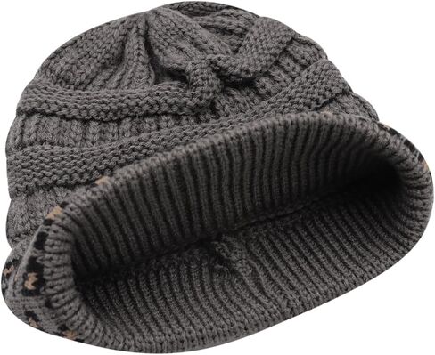 قبعة صغيرة بطبعة الفهد للنساء والفتيات قبعة شتوية دافئة قبعة صغيرة متماسكة عتيقة in Kuwait