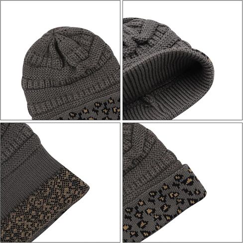 قبعة صغيرة بطبعة الفهد للنساء والفتيات قبعة شتوية دافئة قبعة صغيرة متماسكة عتيقة in Kuwait