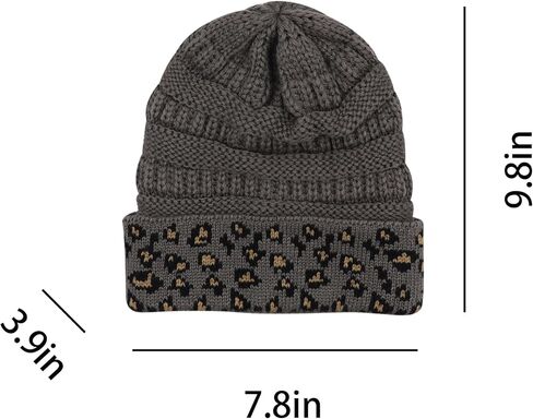 قبعة صغيرة بطبعة الفهد للنساء والفتيات قبعة شتوية دافئة قبعة صغيرة متماسكة عتيقة in Kuwait