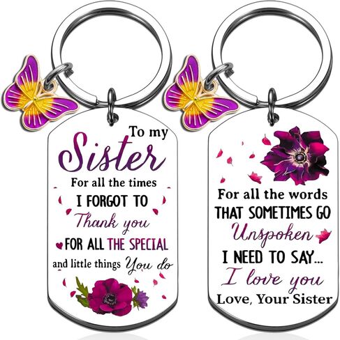 IURFURT Sister Gifts from Sister Keychain Sister Birthday Gifts from Sister Unique Easter Thanksgiving Christmas Gifts for Sister Personalized Keychain Gifts for Her Sister Friends Bestie in Kuwait