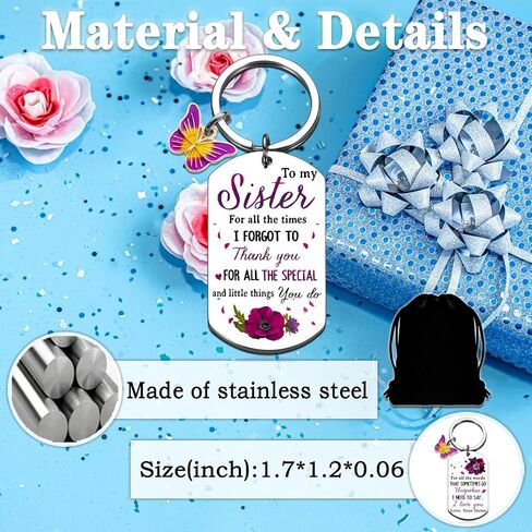 IURFURT Sister Gifts from Sister Keychain Sister Birthday Gifts from Sister Unique Easter Thanksgiving Christmas Gifts for Sister Personalized Keychain Gifts for Her Sister Friends Bestie in Kuwait