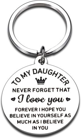 Daughter Gift from Mom Dad Keychain for Women Girls Daughter Stepdaughter Unbiological Daughter Back to School 16th 18th 21st Birthday Christmas Graduation Inspirational Present for Her Female in Kuwait