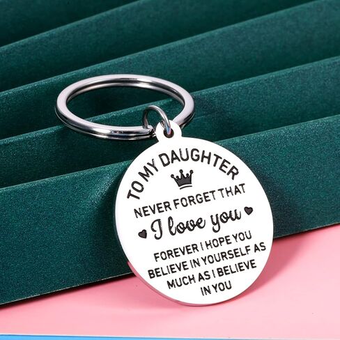 Daughter Gift from Mom Dad Keychain for Women Girls Daughter Stepdaughter Unbiological Daughter Back to School 16th 18th 21st Birthday Christmas Graduation Inspirational Present for Her Female in Kuwait