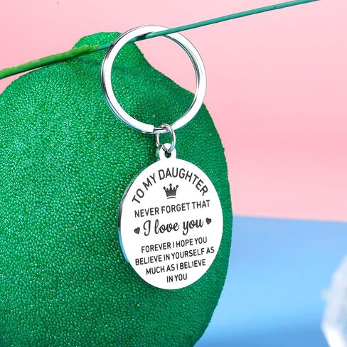 Daughter Gift from Mom Dad Keychain for Women Girls Daughter Stepdaughter Unbiological Daughter Back to School 16th 18th 21st Birthday Christmas Graduation Inspirational Present for Her Female in Kuwait