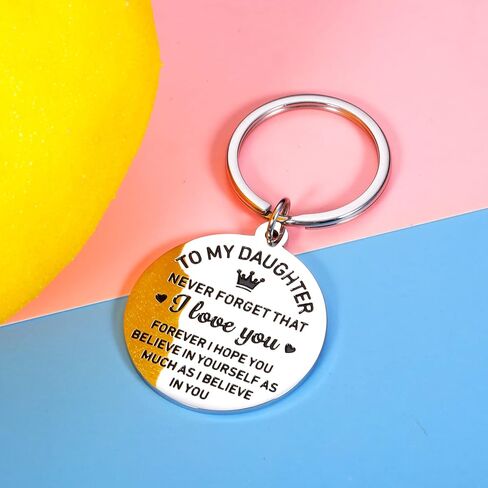 Daughter Gift from Mom Dad Keychain for Women Girls Daughter Stepdaughter Unbiological Daughter Back to School 16th 18th 21st Birthday Christmas Graduation Inspirational Present for Her Female in Kuwait