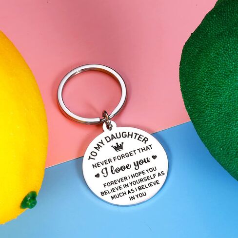 Daughter Gift from Mom Dad Keychain for Women Girls Daughter Stepdaughter Unbiological Daughter Back to School 16th 18th 21st Birthday Christmas Graduation Inspirational Present for Her Female in Kuwait