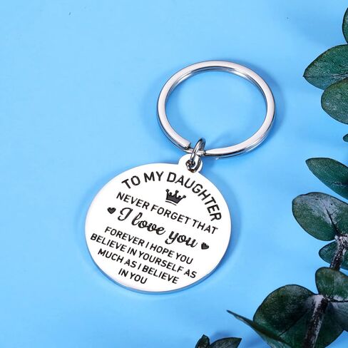 Daughter Gift from Mom Dad Keychain for Women Girls Daughter Stepdaughter Unbiological Daughter Back to School 16th 18th 21st Birthday Christmas Graduation Inspirational Present for Her Female in Kuwait