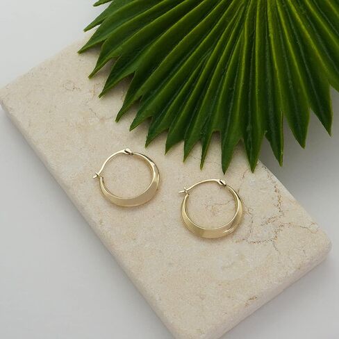 10K Gold High Polish Geometric Round 2mmx20mm French Lock Hoop Earrings - Jewelry for Women/Girls - Small Hoop Earrings in Saudi Arabia