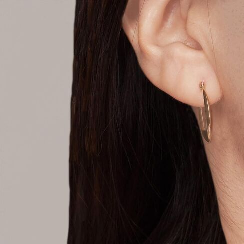 10K Gold High Polish Geometric Round 2mmx20mm French Lock Hoop Earrings - Jewelry for Women/Girls - Small Hoop Earrings in Saudi Arabia