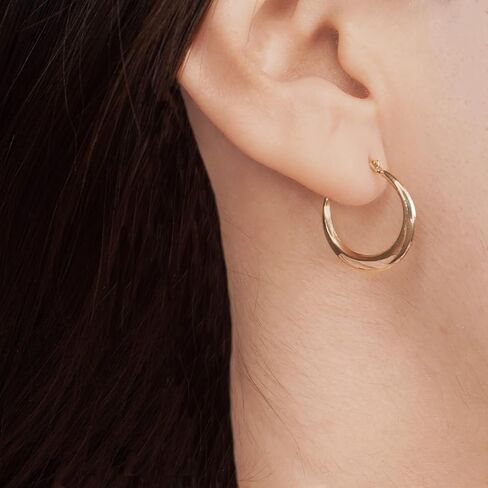 10K Gold High Polish Geometric Round 2mmx20mm French Lock Hoop Earrings - Jewelry for Women/Girls - Small Hoop Earrings in Saudi Arabia