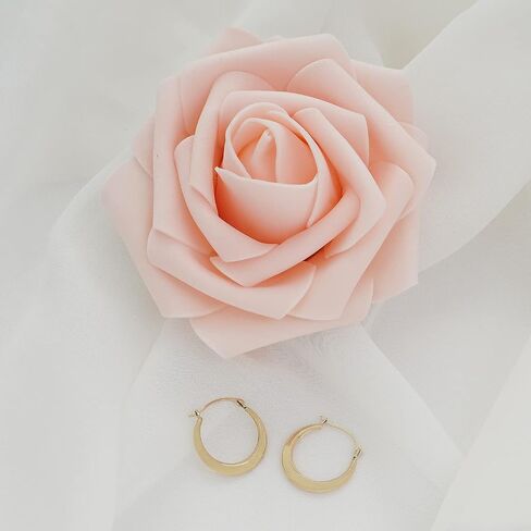 10K Gold High Polish Geometric Round 2mmx20mm French Lock Hoop Earrings - Jewelry for Women/Girls - Small Hoop Earrings in Saudi Arabia