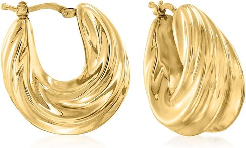Ross-Simons 18KT Gold Over Sterling Ribbed Twist Hoop Earrings in Saudi Arabia