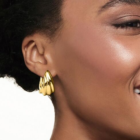 Ross-Simons 18KT Gold Over Sterling Ribbed Twist Hoop Earrings in Saudi Arabia