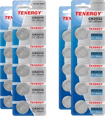 Tenergy 3V CR2016 and 3V CR2032 Lithium Button Cells 10 Packs Bundle, Ideal for Key Fobs, AirTag, Calculators, Watches, and More in Saudi Arabia