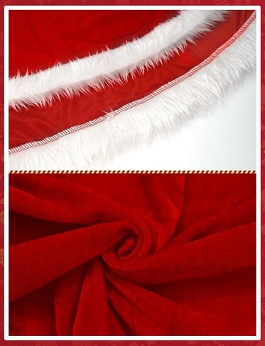 فستان مخملي نسائي من AUBIG لعيد الميلاد، زي سانتا كلوز مع جوارب شبكية، قبعة عيد الميلاد، قبعة مخملية، أزياء عيد الميلاد in Kuwait