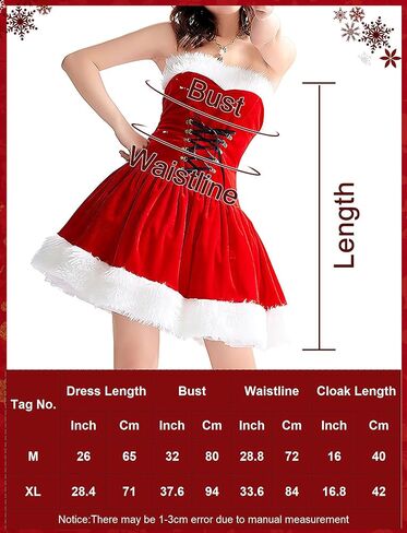 فستان مخملي نسائي من AUBIG لعيد الميلاد، زي سانتا كلوز مع جوارب شبكية، قبعة عيد الميلاد، قبعة مخملية، أزياء عيد الميلاد in Kuwait