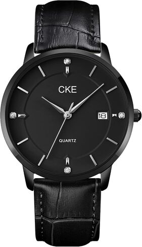 CKE Men's Watch Waterproof Watch Quartz Wristwatch Analog Date with Leather Strap in Saudi Arabia